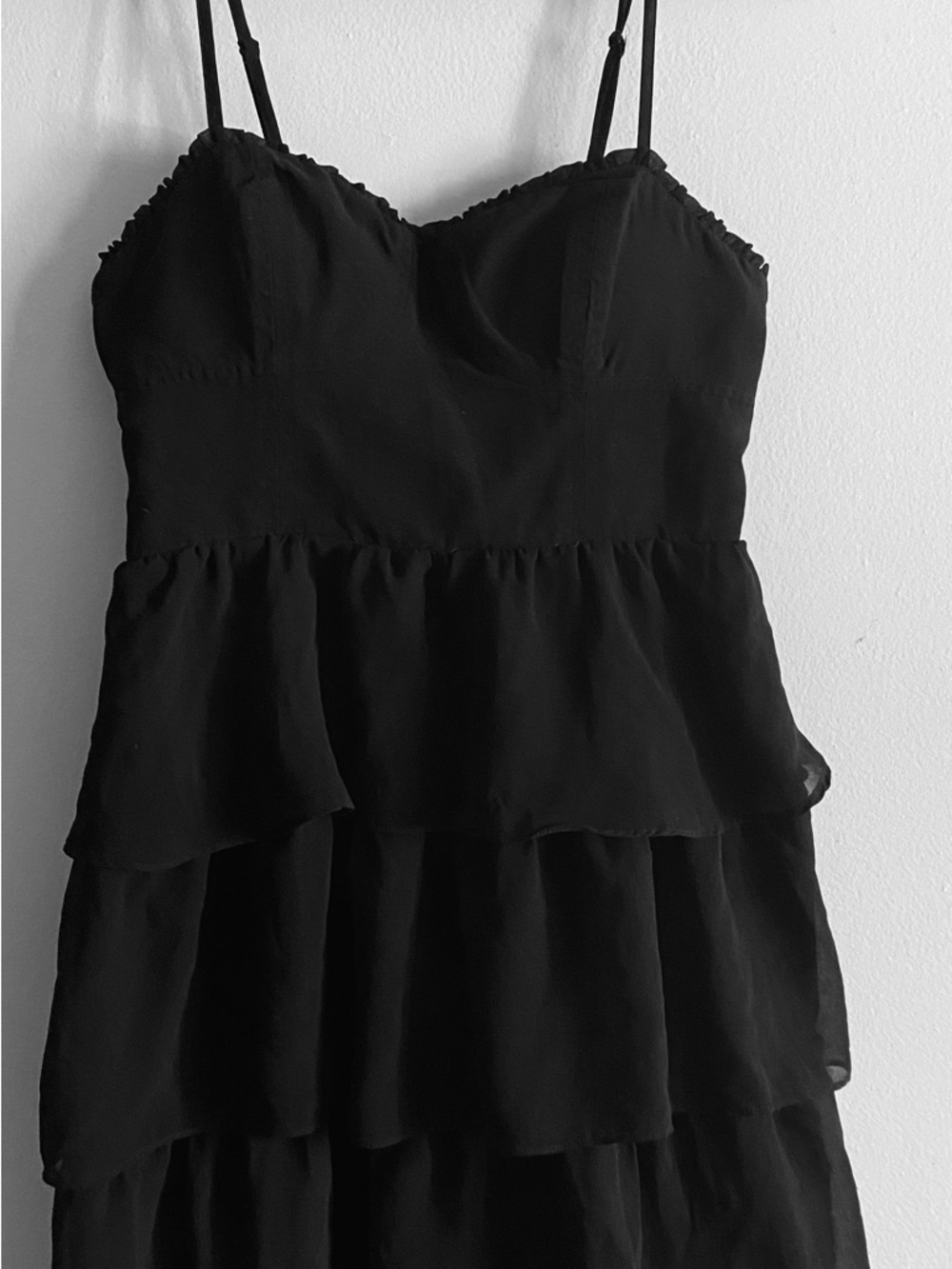 American Eagle Outfitters Black Tiered Mini Dress